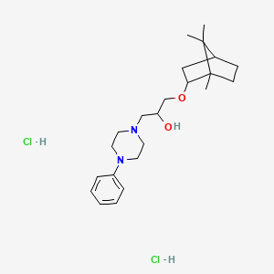 molecular formula C23H38Cl2N2O2 B2551437 1-(4-phenylpiperazin-1-yl)-3-(((1S,4R)-1,7,7-trimethylbicyclo[2.2.1]heptan-2-yl)oxy)propan-2-ol dihydrochloride CAS No. 1217685-50-1