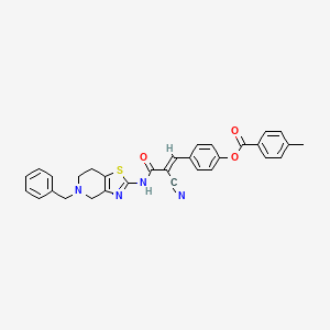 [4-[(E)-3-[(5-benzyl-6,7-dihydro-4H-[1,3]thiazolo[4,5-c]pyridin-2-yl)amino]-2-cyano-3-oxoprop-1-enyl]phenyl] 4-methylbenzoate