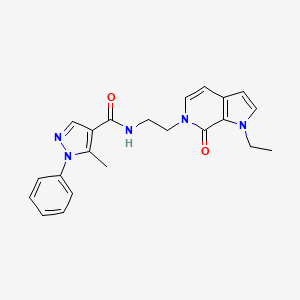 molecular formula C22H23N5O2 B2551443 N-(2-(1-ethyl-7-oxo-1H-pyrrolo[2,3-c]pyridin-6(7H)-yl)ethyl)-5-methyl-1-phenyl-1H-pyrazole-4-carboxamide CAS No. 2034532-62-0