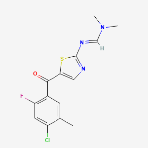 molecular formula C14H13ClFN3OS B2551444 N'-[5-(4-chloro-2-fluoro-5-methylbenzoyl)-1,3-thiazol-2-yl]-N,N-dimethyliminoformamide CAS No. 865659-30-9