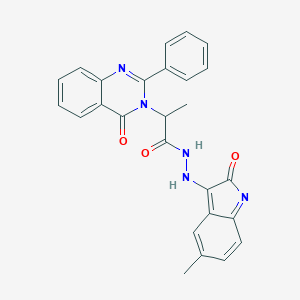 molecular formula C26H21N5O3 B255145 N'-(5-methyl-2-oxoindol-3-yl)-2-(4-oxo-2-phenylquinazolin-3-yl)propanehydrazide 