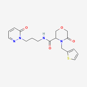 molecular formula C17H20N4O4S B2551470 5-oxo-N-(3-(6-oxopyridazin-1(6H)-yl)propyl)-4-(thiophen-2-ylmethyl)morpholine-3-carboxamide CAS No. 1421449-04-8