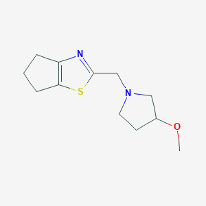 molecular formula C12H18N2OS B2551473 2-((3-methoxypyrrolidin-1-yl)methyl)-5,6-dihydro-4H-cyclopenta[d]thiazole CAS No. 2320820-90-2