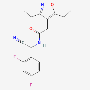 molecular formula C17H17F2N3O2 B2551483 N-[氰基-(2,4-二氟苯基)甲基]-2-(3,5-二乙基-1,2-噁唑-4-基)乙酰胺 CAS No. 1436359-34-0