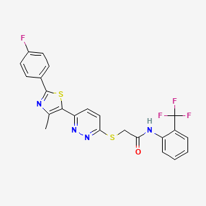 molecular formula C23H16F4N4OS2 B2551484 2-((6-(2-(4-fluorophenyl)-4-methylthiazol-5-yl)pyridazin-3-yl)thio)-N-(2-(trifluoromethyl)phenyl)acetamide CAS No. 923681-82-7