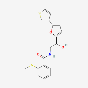 molecular formula C18H17NO3S2 B2551486 N-(2-hydroxy-2-(5-(thiophen-3-yl)furan-2-yl)ethyl)-2-(methylthio)benzamide CAS No. 2034442-97-0
