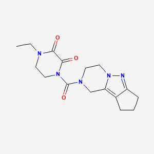 molecular formula C16H21N5O3 B2551490 1-ethyl-4-(2,3,4,7,8,9-hexahydro-1H-cyclopenta[3,4]pyrazolo[1,5-a]pyrazine-2-carbonyl)piperazine-2,3-dione CAS No. 2034604-47-0