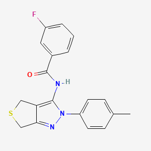 molecular formula C19H16FN3OS B2551504 3-fluoro-N-(2-(p-tolyl)-4,6-dihydro-2H-thieno[3,4-c]pyrazol-3-yl)benzamide CAS No. 396720-33-5