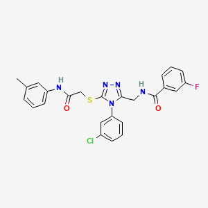 N-[[4-(3-chlorophenyl)-5-[2-(3-methylanilino)-2-oxoethyl]sulfanyl-1,2,4-triazol-3-yl]methyl]-3-fluorobenzamide