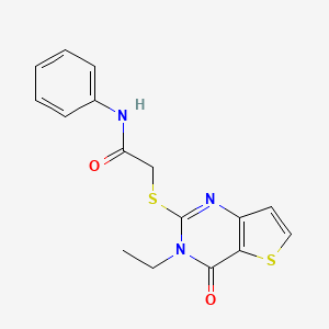 2-((3-ethyl-4-oxo-3,4-dihydrothieno[3,2-d]pyrimidin-2-yl)thio)-N-phenylacetamide