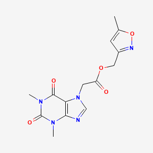 molecular formula C14H15N5O5 B2551534 (5-methylisoxazol-3-yl)methyl 2-(1,3-dimethyl-2,6-dioxo-2,3-dihydro-1H-purin-7(6H)-yl)acetate CAS No. 1203362-05-3