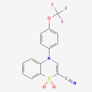molecular formula C16H9F3N2O3S B2551535 4-[4-(trifluoromethoxy)phenyl]-4H-1,4-benzothiazine-2-carbonitrile 1,1-dioxide CAS No. 1207017-82-0