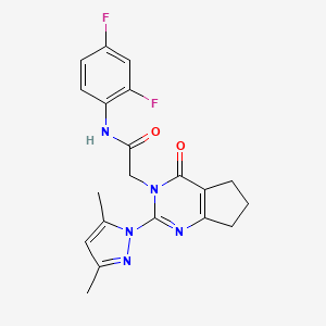 molecular formula C20H19F2N5O2 B2551536 N-(2,4-difluorophenyl)-2-(2-(3,5-dimethyl-1H-pyrazol-1-yl)-4-oxo-4,5,6,7-tetrahydro-3H-cyclopenta[d]pyrimidin-3-yl)acetamide CAS No. 1007279-76-6