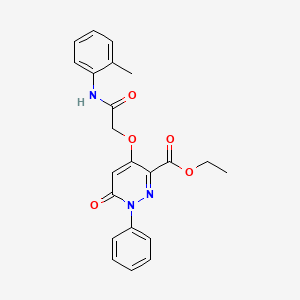 molecular formula C22H21N3O5 B2551545 4-[2-(2-甲基苯胺基)-2-氧代乙氧基]-6-氧代-1-苯基吡啶并嘧啶-3-羧酸乙酯 CAS No. 899960-09-9