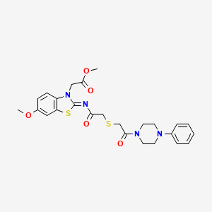(Z)-methyl 2-(6-methoxy-2-((2-((2-oxo-2-(4-phenylpiperazin-1-yl)ethyl)thio)acetyl)imino)benzo[d]thiazol-3(2H)-yl)acetate