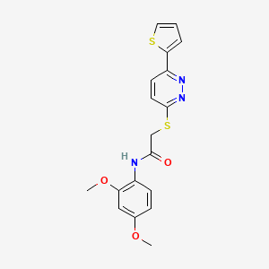 molecular formula C18H17N3O3S2 B2551557 N-(2,4-二甲氧基苯基)-2-(6-噻吩-2-基吡哒嗪-3-基)硫代乙酰胺 CAS No. 872723-59-6