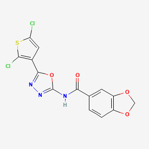 N-(5-(2,5-dichlorothiophen-3-yl)-1,3,4-oxadiazol-2-yl)benzo[d][1,3]dioxole-5-carboxamide