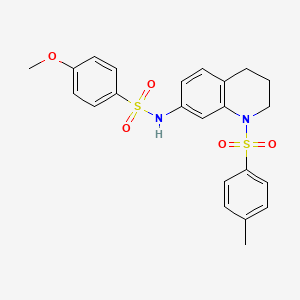 molecular formula C23H24N2O5S2 B2551566 4-methoxy-N-(1-tosyl-1,2,3,4-tetrahydroquinolin-7-yl)benzenesulfonamide CAS No. 898448-03-8