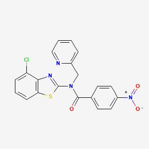 molecular formula C20H13ClN4O3S B2551569 N-(4-氯苯并[d]噻唑-2-基)-4-硝基-N-(吡啶-2-甲基)苯甲酰胺 CAS No. 942002-81-5