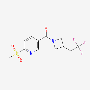 molecular formula C12H13F3N2O3S B2551595 (6-Methylsulfonylpyridin-3-yl)-[3-(2,2,2-trifluoroethyl)azetidin-1-yl]methanone CAS No. 2248991-10-6