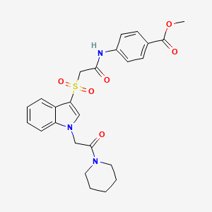 methyl 4-(2-((1-(2-oxo-2-(piperidin-1-yl)ethyl)-1H-indol-3-yl)sulfonyl)acetamido)benzoate