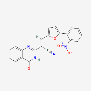 molecular formula C21H12N4O4 B2551612 (E)-3-(5-(2-硝基苯基)呋喃-2-基)-2-(4-氧代-3,4-二氢喹唑啉-2-基)丙烯腈 CAS No. 620584-22-7