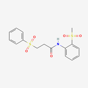 molecular formula C16H17NO5S2 B2551613 N-(2-(甲基磺酰基)苯基)-3-(苯磺酰基)丙酰胺 CAS No. 920394-37-2