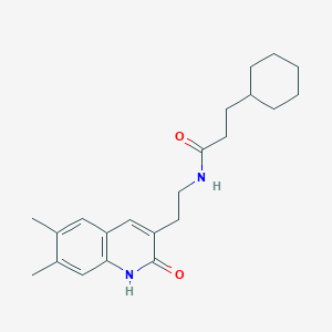 3-cyclohexyl-N-[2-(6,7-dimethyl-2-oxo-1H-quinolin-3-yl)ethyl]propanamide