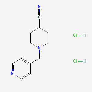 molecular formula C12H17Cl2N3 B2551629 1-(Pyridin-4-ylmethyl)piperidine-4-carbonitrile dihydrochloride CAS No. 2034283-09-3