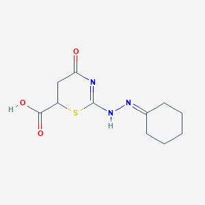 molecular formula C11H15N3O3S B255163 2-(2-cyclohexylidenehydrazinyl)-4-oxo-5,6-dihydro-1,3-thiazine-6-carboxylic acid 