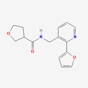 molecular formula C15H16N2O3 B2551638 N-((2-(furan-2-yl)pyridin-3-yl)methyl)tetrahydrofuran-3-carboxamide CAS No. 2034345-11-2