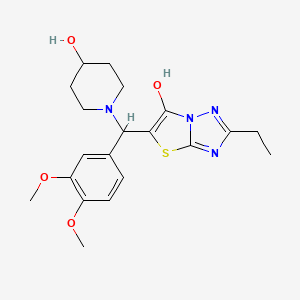 molecular formula C20H26N4O4S B2551651 5-((3,4-Dimethoxyphenyl)(4-hydroxypiperidin-1-yl)methyl)-2-ethylthiazolo[3,2-b][1,2,4]triazol-6-ol CAS No. 886917-49-3