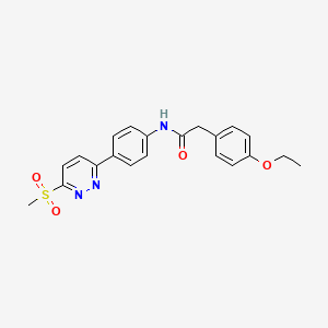 molecular formula C21H21N3O4S B2551657 2-(4-ethoxyphenyl)-N-(4-(6-(methylsulfonyl)pyridazin-3-yl)phenyl)acetamide CAS No. 921586-38-1