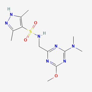 N-((4-(dimethylamino)-6-methoxy-1,3,5-triazin-2-yl)methyl)-3,5-dimethyl-1H-pyrazole-4-sulfonamide