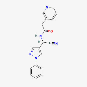 N-[Cyano-(1-phenylpyrazol-4-yl)methyl]-2-pyridin-3-ylacetamide