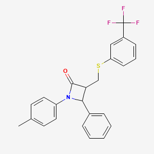 1-(4-Methylphenyl)-4-phenyl-3-({[3-(trifluoromethyl)phenyl]sulfanyl}methyl)-2-azetanone