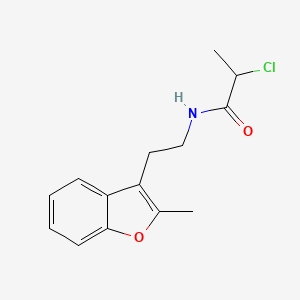 molecular formula C14H16ClNO2 B2551684 2-Chloro-N-[2-(2-methyl-1-benzofuran-3-yl)ethyl]propanamide CAS No. 2411265-10-4