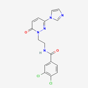 molecular formula C16H13Cl2N5O2 B2551698 N-(2-(3-(1H-imidazol-1-yl)-6-oxopyridazin-1(6H)-yl)ethyl)-3,4-dichlorobenzamide CAS No. 1396846-80-2