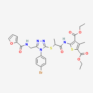 Diethyl 5-[2-[[4-(4-bromophenyl)-5-[(furan-2-carbonylamino)methyl]-1,2,4-triazol-3-yl]sulfanyl]propanoylamino]-3-methylthiophene-2,4-dicarboxylate