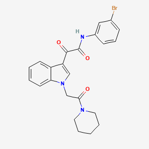 molecular formula C23H22BrN3O3 B2551706 N-(3-bromophenyl)-2-oxo-2-[1-(2-oxo-2-piperidin-1-ylethyl)indol-3-yl]acetamide CAS No. 872861-95-5