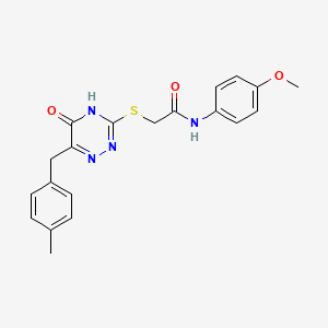 molecular formula C20H20N4O3S B2551711 2-{[5-hydroxy-6-(4-methylbenzyl)-1,2,4-triazin-3-yl]sulfanyl}-N-(4-methoxyphenyl)acetamide CAS No. 881432-42-4