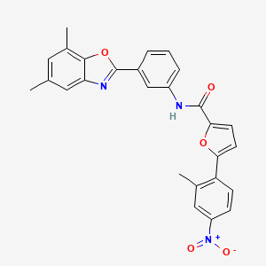 N-[3-(5,7-dimethyl-1,3-benzoxazol-2-yl)phenyl]-5-(2-methyl-4-nitrophenyl)furan-2-carboxamide
