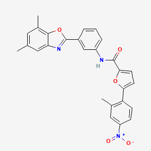 molecular formula C27H21N3O5 B2551714 5-(2-Methyl-4-nitrophenyl)-furan-2-carboxylic acid [3-(5,7-dimethylbenzooxazol-2-yl)phenyl]amide CAS No. 328975-78-6