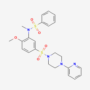 molecular formula C23H26N4O5S2 B2551715 {2-Methoxy-5-[(4-(2-pyridyl)piperazinyl)sulfonyl]phenyl}methyl(phenylsulfonyl) amine CAS No. 708285-73-8