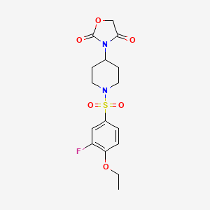 molecular formula C16H19FN2O6S B2551716 3-(1-((4-Ethoxy-3-fluorophenyl)sulfonyl)piperidin-4-yl)oxazolidine-2,4-dione CAS No. 2034525-20-5