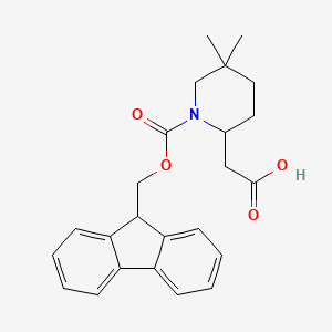 molecular formula C24H27NO4 B2551719 2-[1-(9H-Fluoren-9-ylmethoxycarbonyl)-5,5-dimethylpiperidin-2-yl]acetic acid CAS No. 2344679-12-3