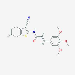 molecular formula C22H24N2O4S B255172 N-(3-cyano-6-methyl-4,5,6,7-tetrahydro-1-benzothien-2-yl)-3-(3,4,5-trimethoxyphenyl)acrylamide 
