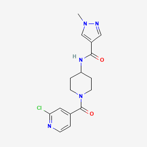 molecular formula C16H18ClN5O2 B2551722 N-[1-(2-chloropyridine-4-carbonyl)piperidin-4-yl]-1-methyl-1H-pyrazole-4-carboxamide CAS No. 1223266-18-9