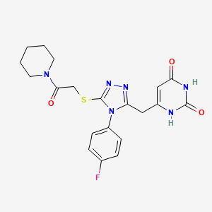 6-((4-(4-fluorophenyl)-5-((2-oxo-2-(piperidin-1-yl)ethyl)thio)-4H-1,2,4-triazol-3-yl)methyl)pyrimidine-2,4(1H,3H)-dione