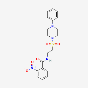 molecular formula C19H22N4O5S B2551729 2-nitro-N-[2-(4-phenylpiperazin-1-yl)sulfonylethyl]benzamide CAS No. 897621-11-3
